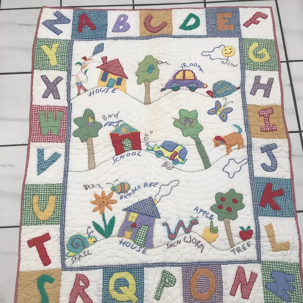 Quilted ABC blanket for Crib or Tummy time